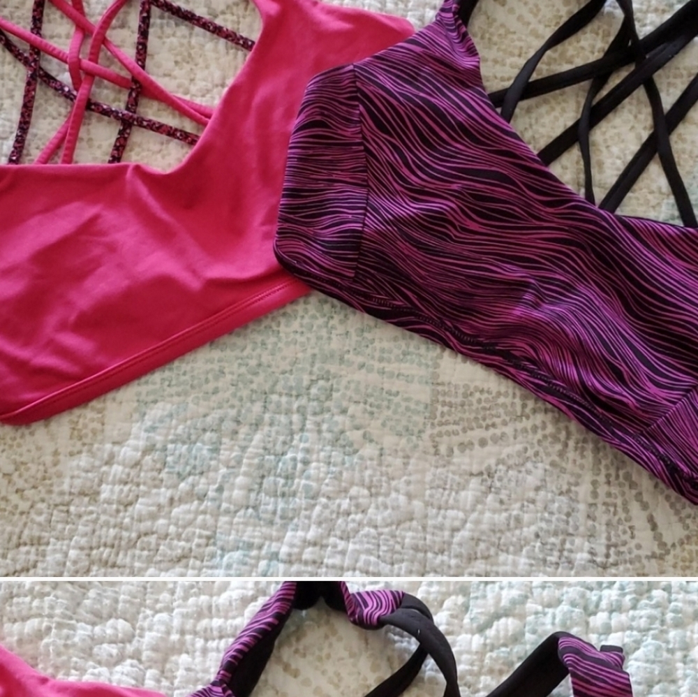 Solid pink lulu sports bra